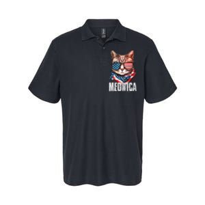 4th Of July Meowica American Flag Cat Softstyle Adult Sport Polo