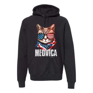 4th Of July Meowica American Flag Cat Premium Hoodie