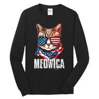 4th Of July Meowica American Flag Cat Tall Long Sleeve T-Shirt