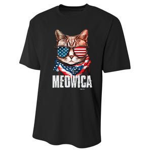 4th Of July Meowica American Flag Cat Performance Sprint T-Shirt