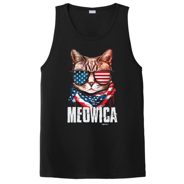 4th Of July Meowica American Flag Cat PosiCharge Competitor Tank