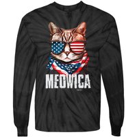 4th Of July Meowica American Flag Cat Tie-Dye Long Sleeve Shirt