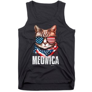 4th Of July Meowica American Flag Cat Tank Top