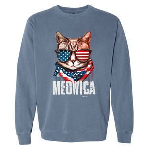 4th Of July Meowica American Flag Cat Garment-Dyed Sweatshirt