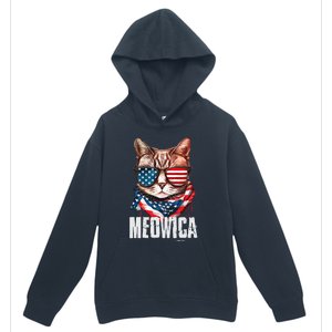 4th Of July Meowica American Flag Cat Urban Pullover Hoodie