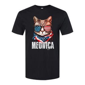 4th Of July Meowica American Flag Cat Softstyle CVC T-Shirt