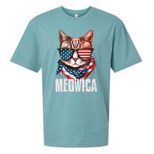 4th Of July Meowica American Flag Cat Sueded Cloud Jersey T-Shirt