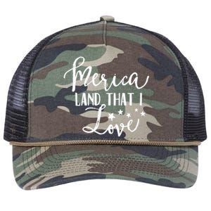 4th Of July Gift Merica Land That I Love Funny Gift Retro Rope Trucker Hat Cap