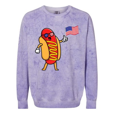 4th Of July Hot Dog Hotdog American Flag Party USA Food Men Women Colorblast Crewneck Sweatshirt