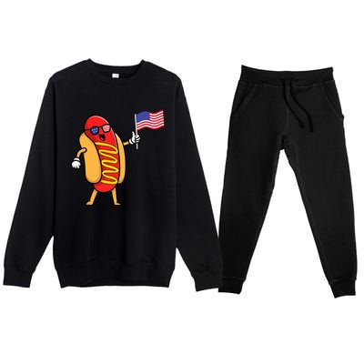 4th Of July Hot Dog Hotdog American Flag Party USA Food Men Women Premium Crewneck Sweatsuit Set