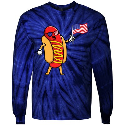 4th Of July Hot Dog Hotdog American Flag Party USA Food Men Women Tie-Dye Long Sleeve Shirt