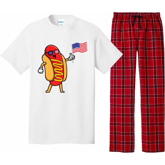 4th Of July Hot Dog Hotdog American Flag Party USA Food Men Women Pajama Set