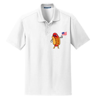 4th Of July Hot Dog Hotdog American Flag Party USA Food Men Women Dry Zone Grid Polo