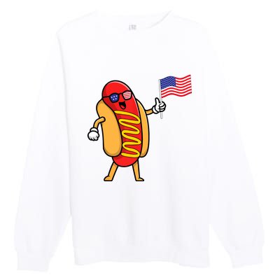 4th Of July Hot Dog Hotdog American Flag Party USA Food Men Women Premium Crewneck Sweatshirt