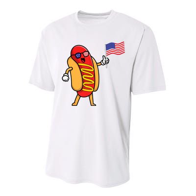 4th Of July Hot Dog Hotdog American Flag Party USA Food Men Women Performance Sprint T-Shirt