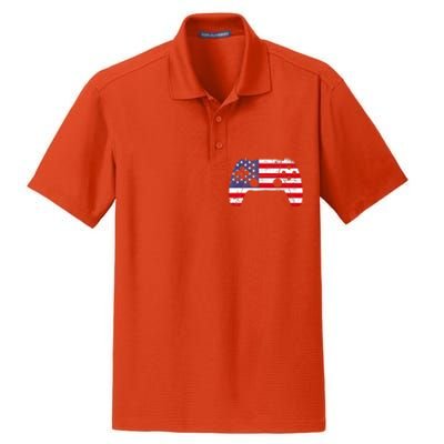 4th Of July Video Game Gamer Boy USA Flag Dry Zone Grid Polo