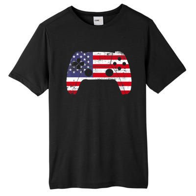 4th Of July Video Game Gamer Boy USA Flag Tall Fusion ChromaSoft Performance T-Shirt