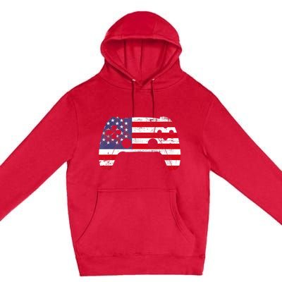 4th Of July Video Game Gamer Boy USA Flag Premium Pullover Hoodie