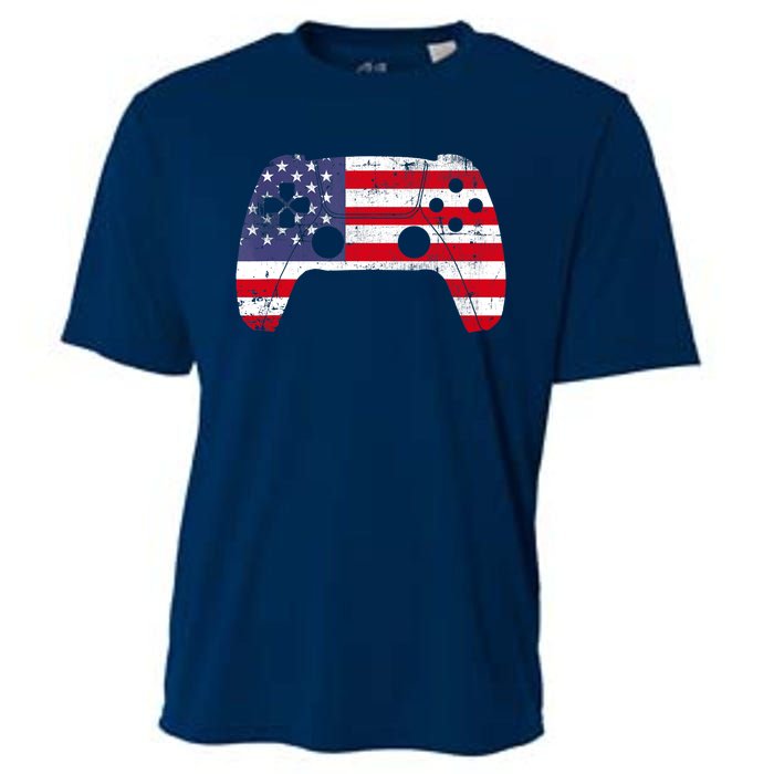 4th Of July Video Game Gamer Boy USA Flag Cooling Performance Crew T-Shirt