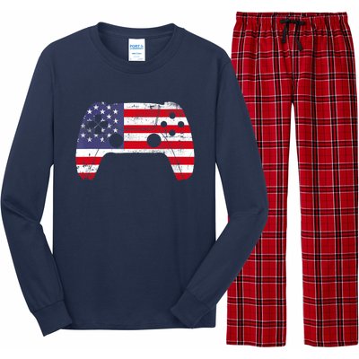 4th Of July Video Game Gamer Boy USA Flag Long Sleeve Pajama Set