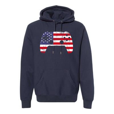 4th Of July Video Game Gamer Boy USA Flag Premium Hoodie