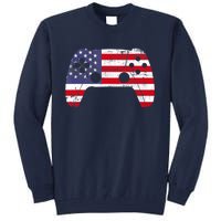 4th Of July Video Game Gamer Boy USA Flag Tall Sweatshirt