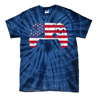 4th Of July Video Game Gamer Boy USA Flag Tie-Dye T-Shirt