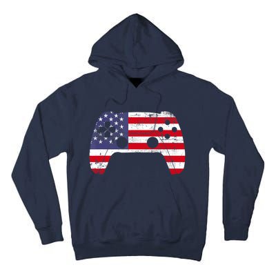 4th Of July Video Game Gamer Boy USA Flag Tall Hoodie