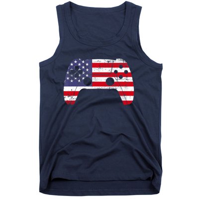 4th Of July Video Game Gamer Boy USA Flag Tank Top