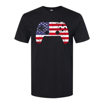 4th Of July Video Game Gamer Boy USA Flag Softstyle CVC T-Shirt