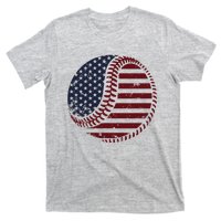 4th of July Patriotic American Flag Print Baseball T-Shirt