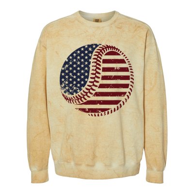 4th of July Patriotic American Flag Print Baseball Colorblast Crewneck Sweatshirt