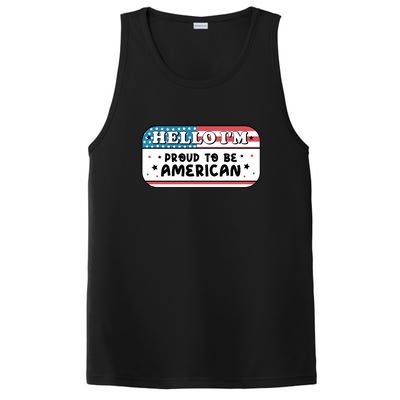 4th Of July Retro Hello Im Proud To Be American Gift PosiCharge Competitor Tank