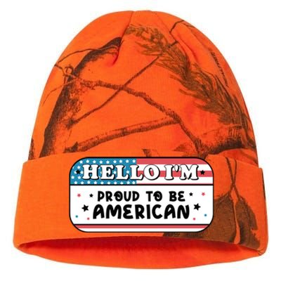 4th Of July Retro Hello Im Proud To Be American Gift Kati Licensed 12" Camo Beanie