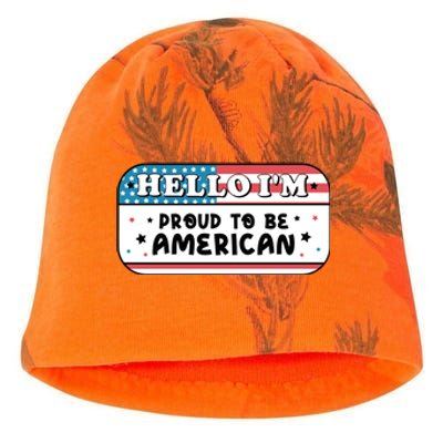 4th Of July Retro Hello Im Proud To Be American Gift Kati - Camo Knit Beanie