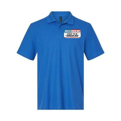 4th Of July Retro Hello Im Proud To Be American Gift Softstyle Adult Sport Polo