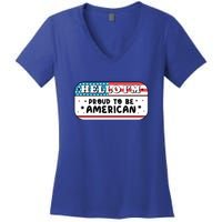 4th Of July Retro Hello Im Proud To Be American Gift Women's V-Neck T-Shirt