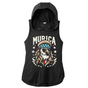 4th Of July Bald Eagle Mullet Murica Usa Usa Merica Ladies PosiCharge Tri-Blend Wicking Draft Hoodie Tank