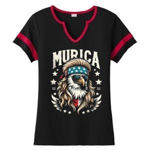 4th Of July Bald Eagle Mullet Murica Usa Usa Merica Ladies Halftime Notch Neck Tee