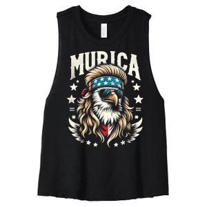 4th Of July Bald Eagle Mullet Murica Usa Usa Merica Women's Racerback Cropped Tank