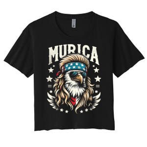 4th Of July Bald Eagle Mullet Murica Usa Usa Merica Women's Crop Top Tee