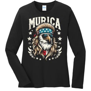 4th Of July Bald Eagle Mullet Murica Usa Usa Merica Ladies Long Sleeve Shirt