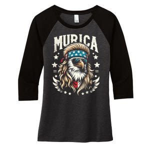 4th Of July Bald Eagle Mullet Murica Usa Usa Merica Women's Tri-Blend 3/4-Sleeve Raglan Shirt