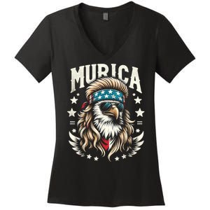 4th Of July Bald Eagle Mullet Murica Usa Usa Merica Women's V-Neck T-Shirt