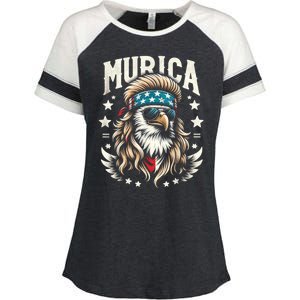 4th Of July Bald Eagle Mullet Murica Usa Usa Merica Enza Ladies Jersey Colorblock Tee