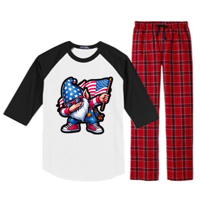 4th Of July Patriotic Gnomes Funny American Usa Raglan Sleeve Pajama Set