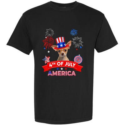 4th Of July Decor Patriotic Chihuahua Dog USA Garment-Dyed Heavyweight T-Shirt