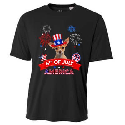 4th Of July Decor Patriotic Chihuahua Dog USA Cooling Performance Crew T-Shirt