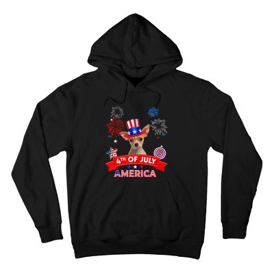 4th Of July Decor Patriotic Chihuahua Dog USA Hoodie