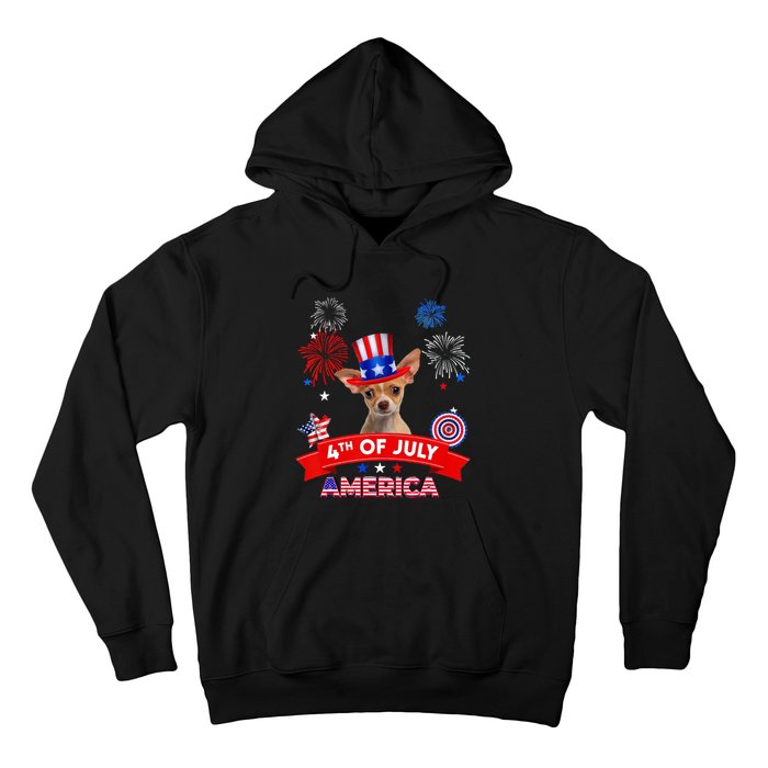 4th Of July Decor Patriotic Chihuahua Dog USA Hoodie